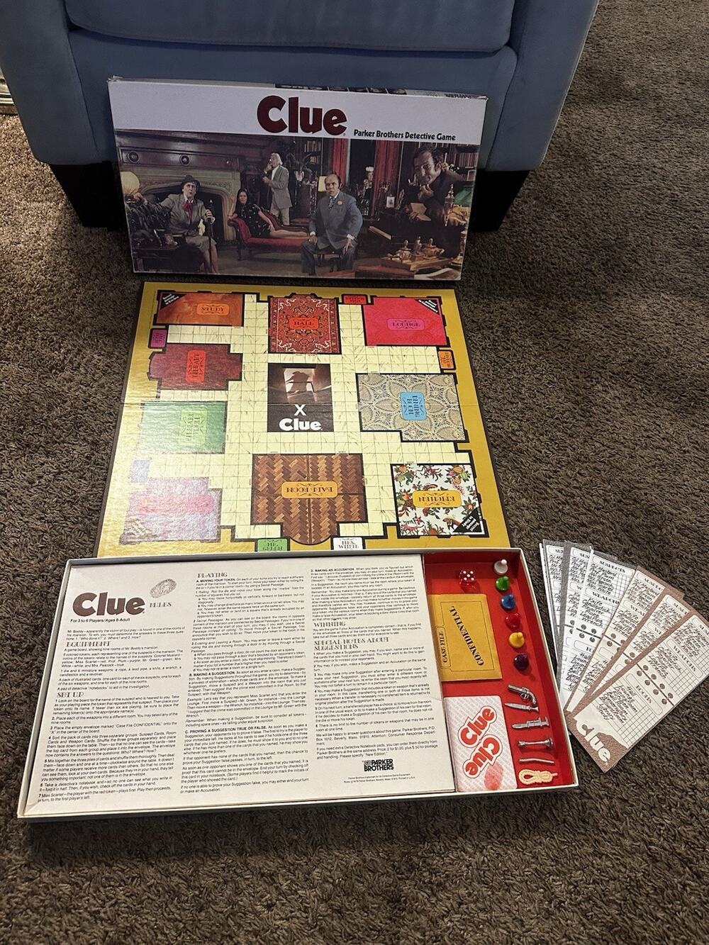 Parker Brothers Clue Vintage 1970 Mystery Board Game